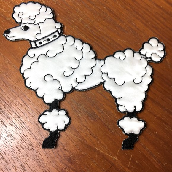 50’s Poodle White Satin 6"  Applique Facing Left Vintage  NOS - Picture 7 of 7